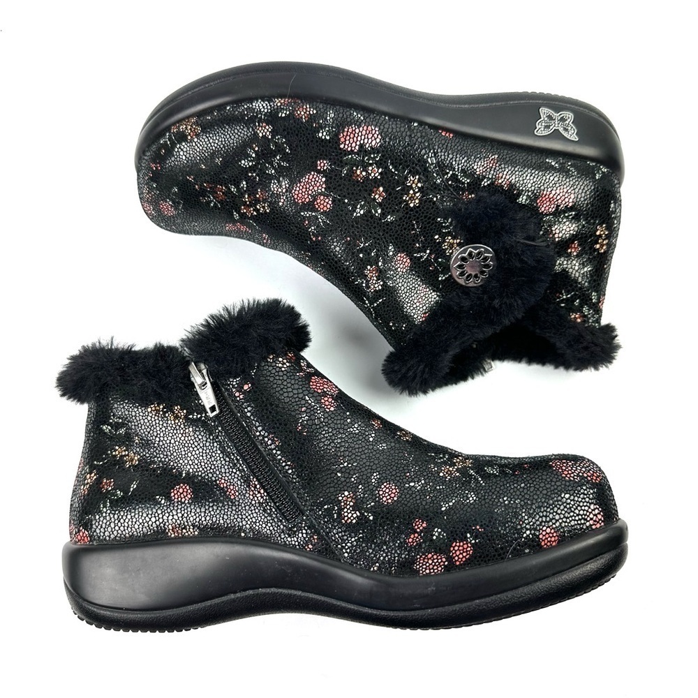 Alegria Meri Ankle Boot 37 Sweetie Pie Black Leather Zip Up Bootie Lined Womens